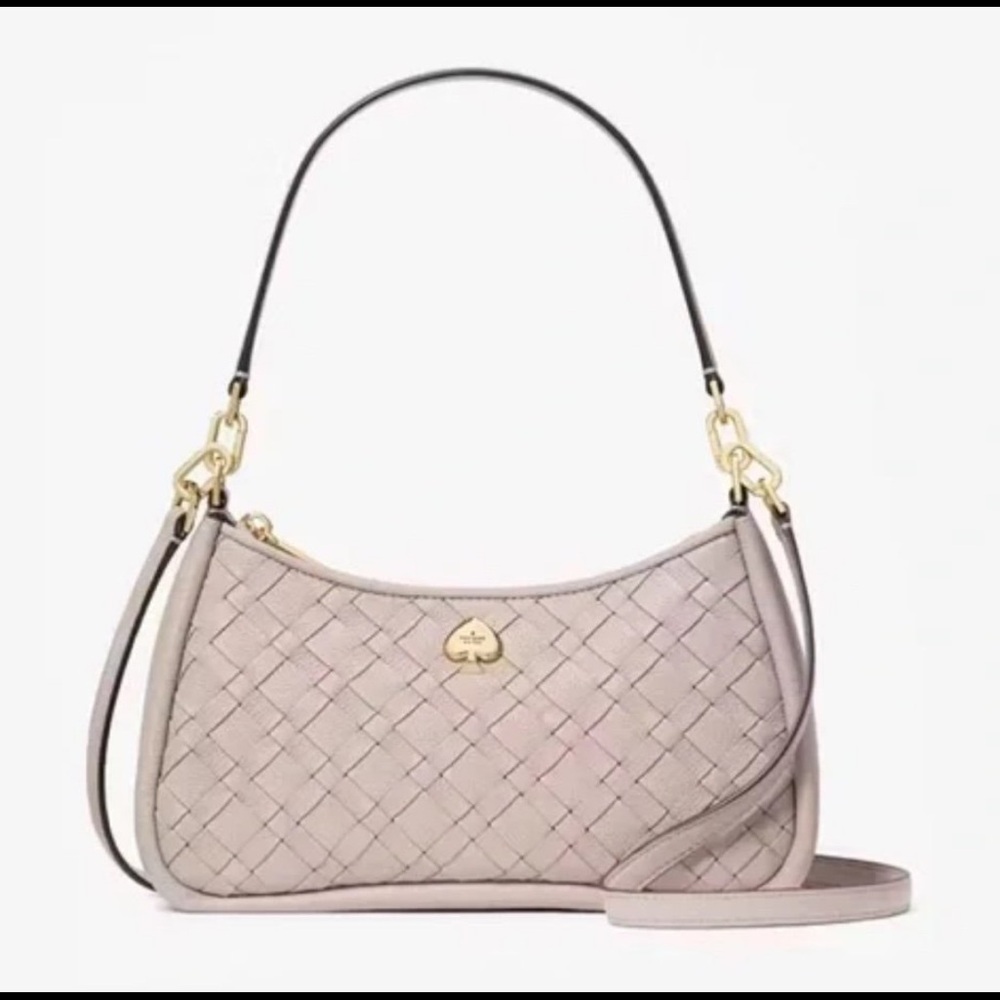 Kate Spade Kayla Small Woven Beige Convertible Bag